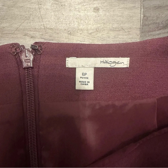NORDSTROM HALOGEN Pencil Skirt, Work.  Maroon Purple with Black Color Block 6P - Picture 2 of 4